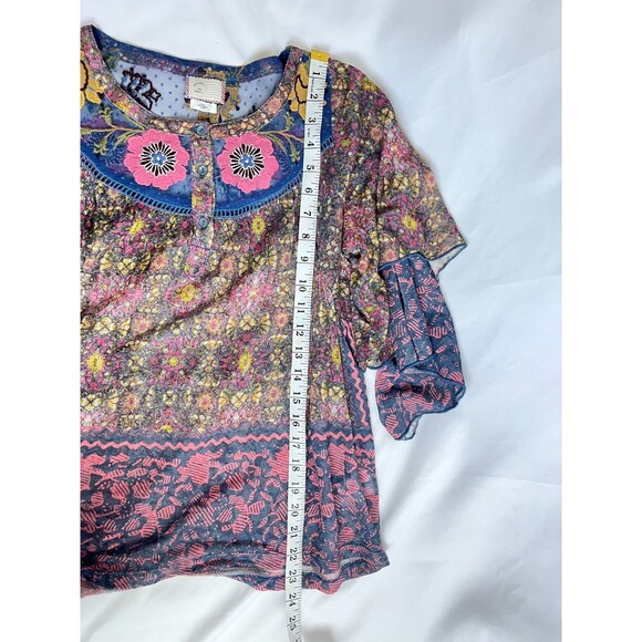 Anthropologie Postmark Ciutadella Boho Top Sz XS Hippie Bell Sleeve Embroidered - Picture 9 of 11